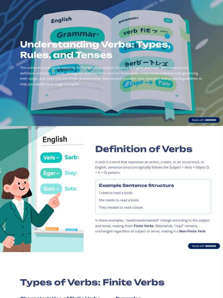 Understanding Verbs Types Rules and Tenses | PDF | Verb | Subject (Grammar)
