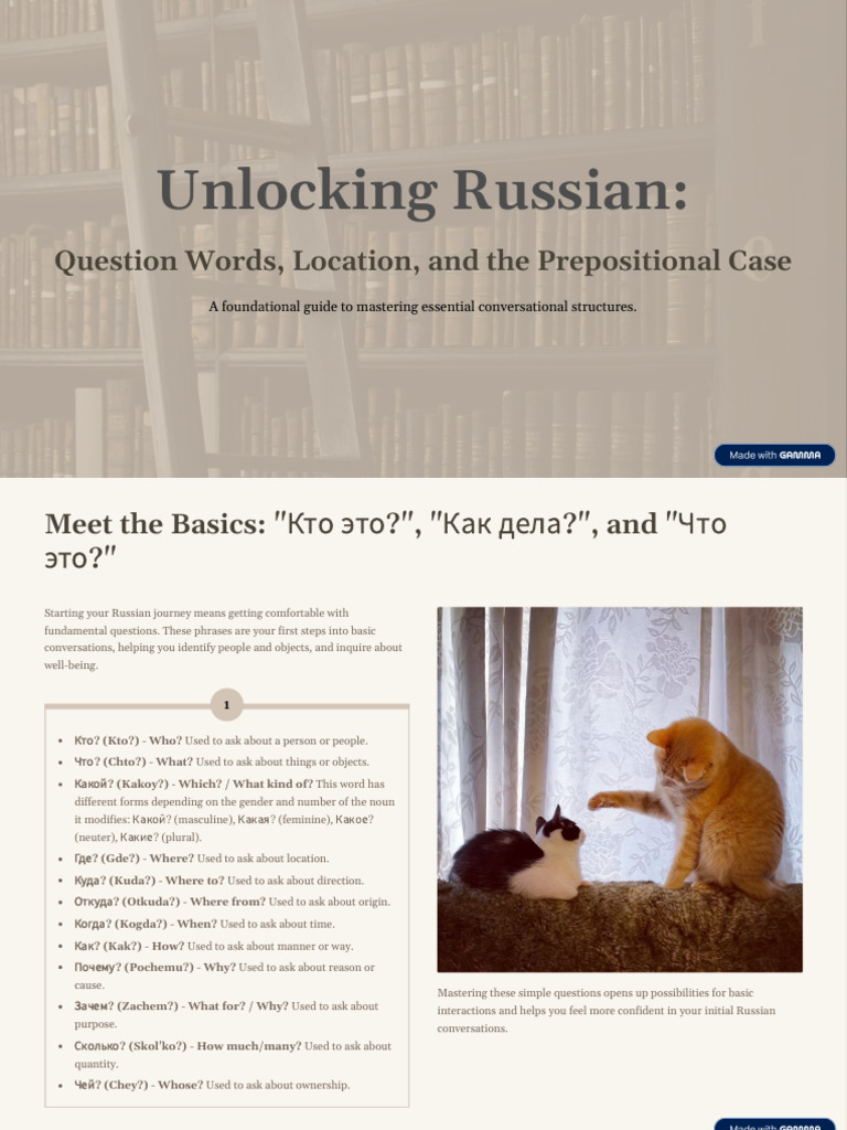 Russian Question Words and Prepositions | PDF | Grammatical Gender | Syntax