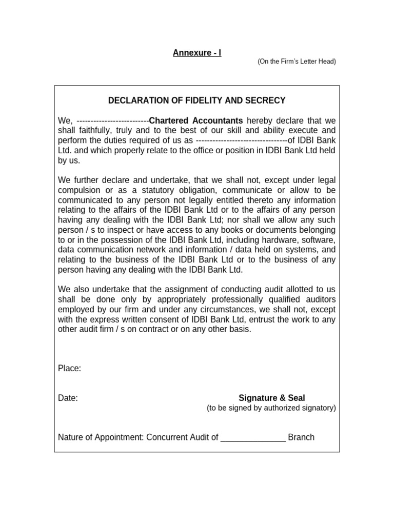 Declaration of Fidelity and Secrecy | PDF
