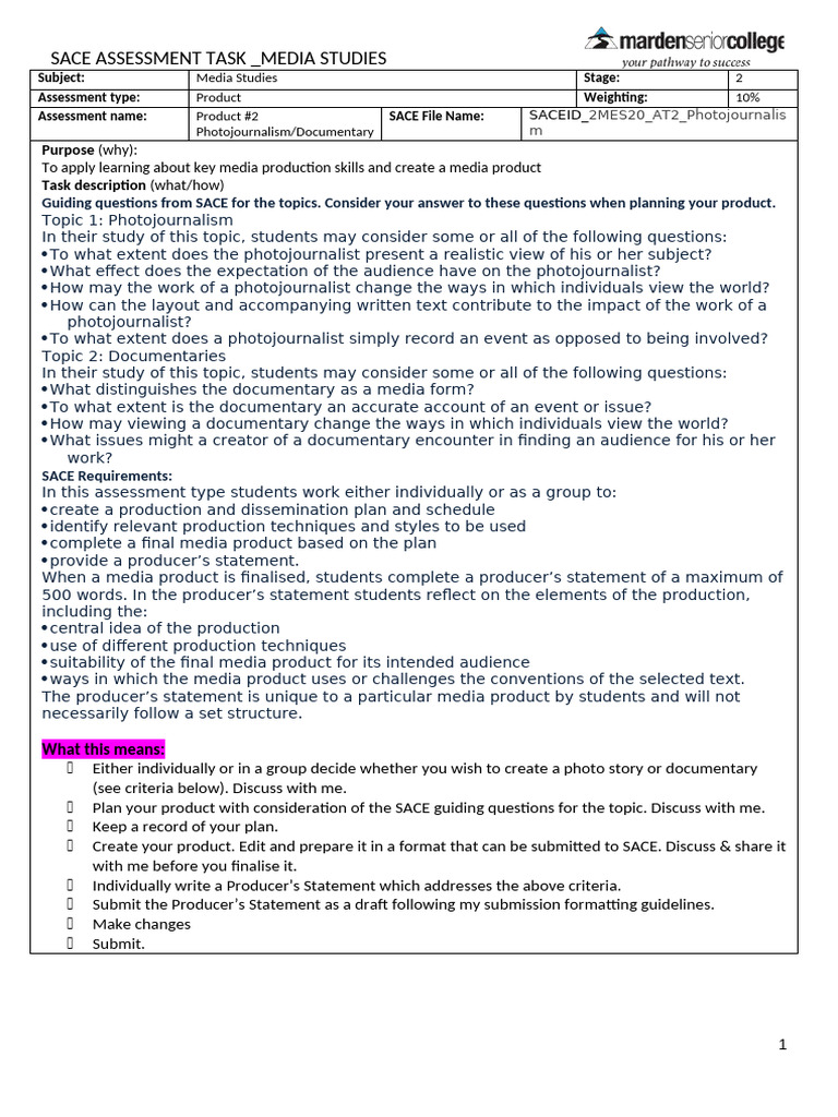Stage 2 Photojournalism Assessment Task | PDF | Knowledge | Bias