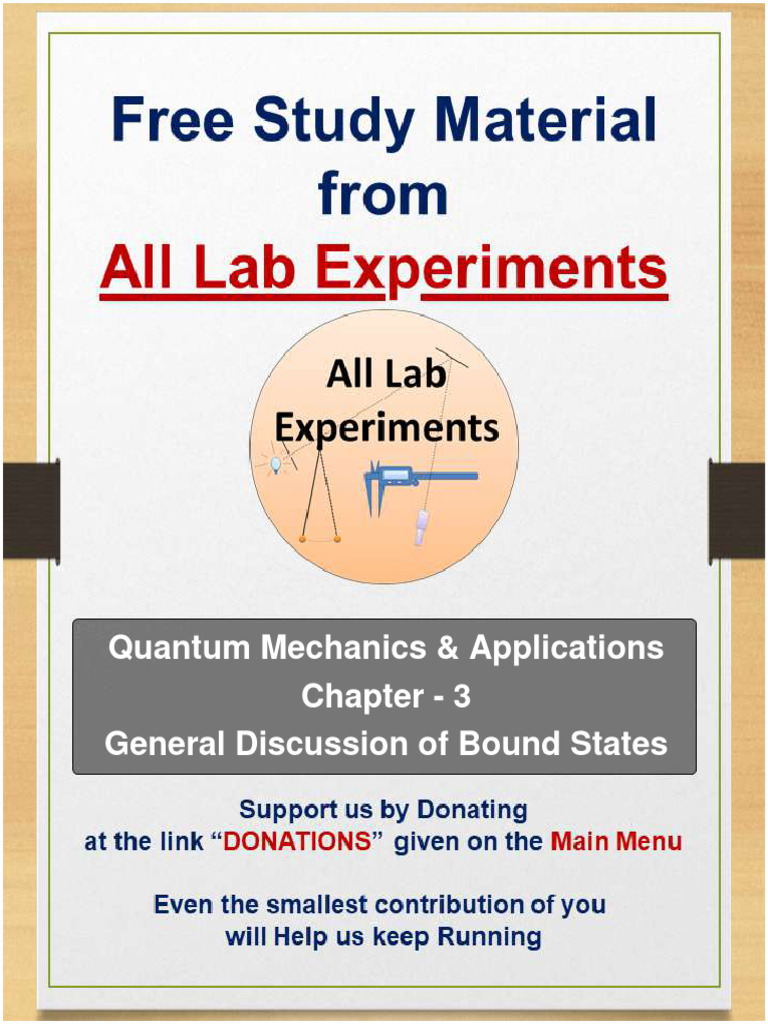 Bound States in Quantum Mechanics | PDF | Wave Function | Schrödinger ...