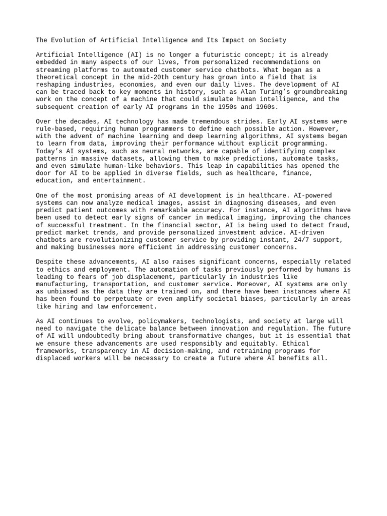 AI Evolution and Societal Impact | PDF | Artificial Intelligence ...