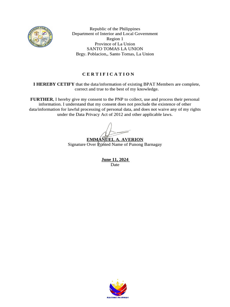 BPAT Certification Document | PDF