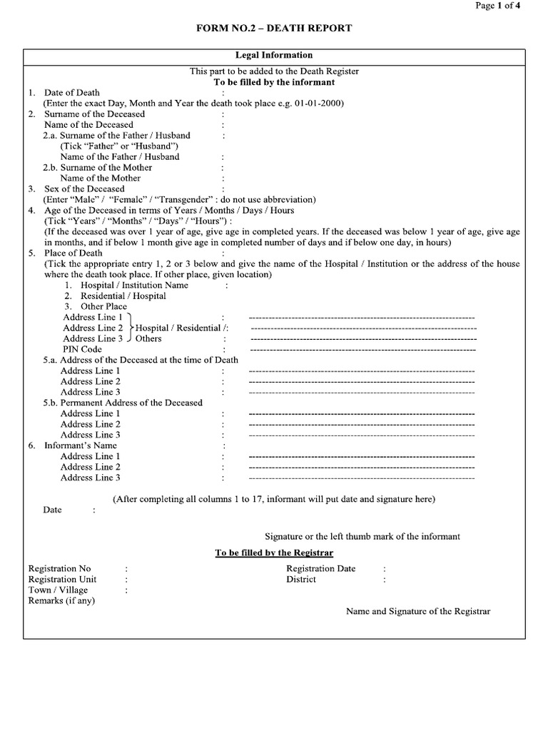 Death Form 2 Application | PDF