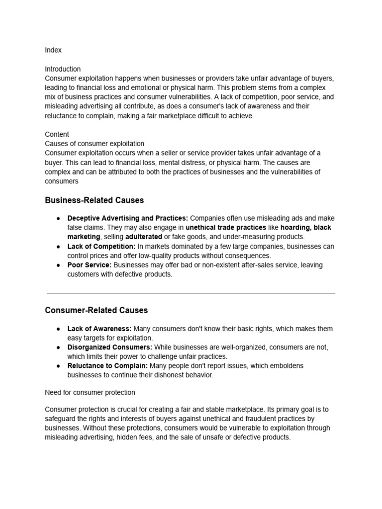 Understanding Consumer Exploitation Risks | PDF | Consumer Protection ...
