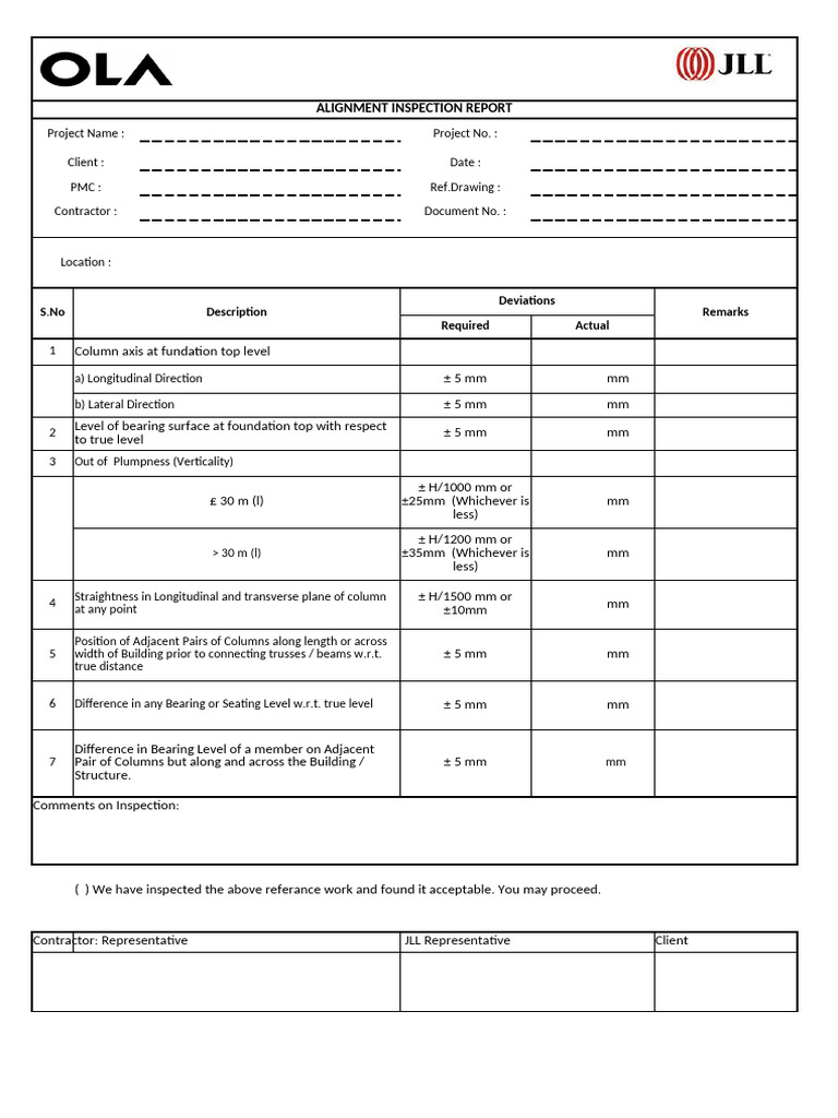 Alignment and Inspection Checklist | PDF | Pipe (Fluid Conveyance ...