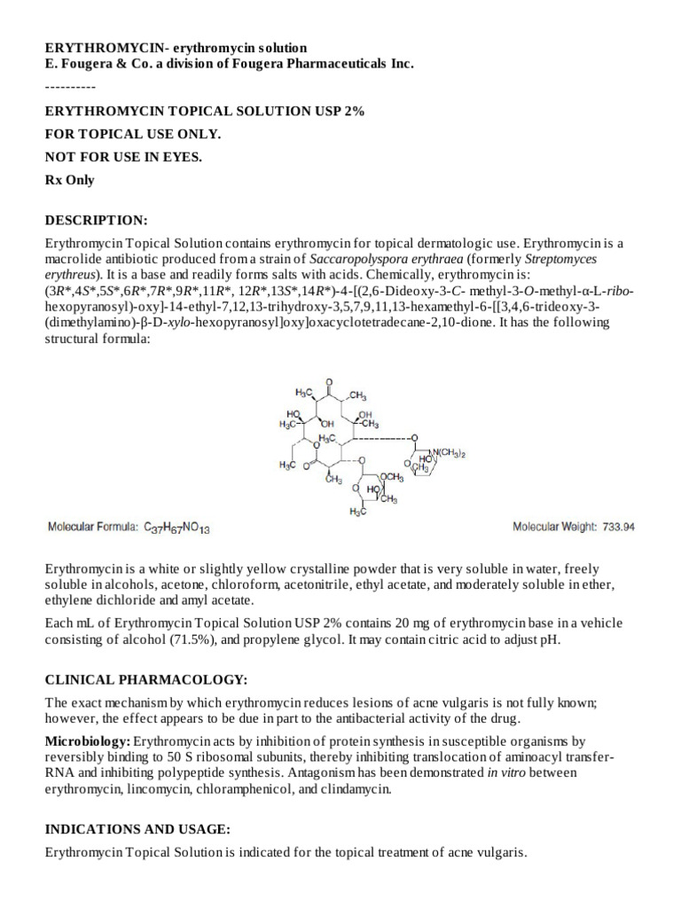 Erythromycin Topical Solution 2% for Acne | PDF | Topical Medication ...