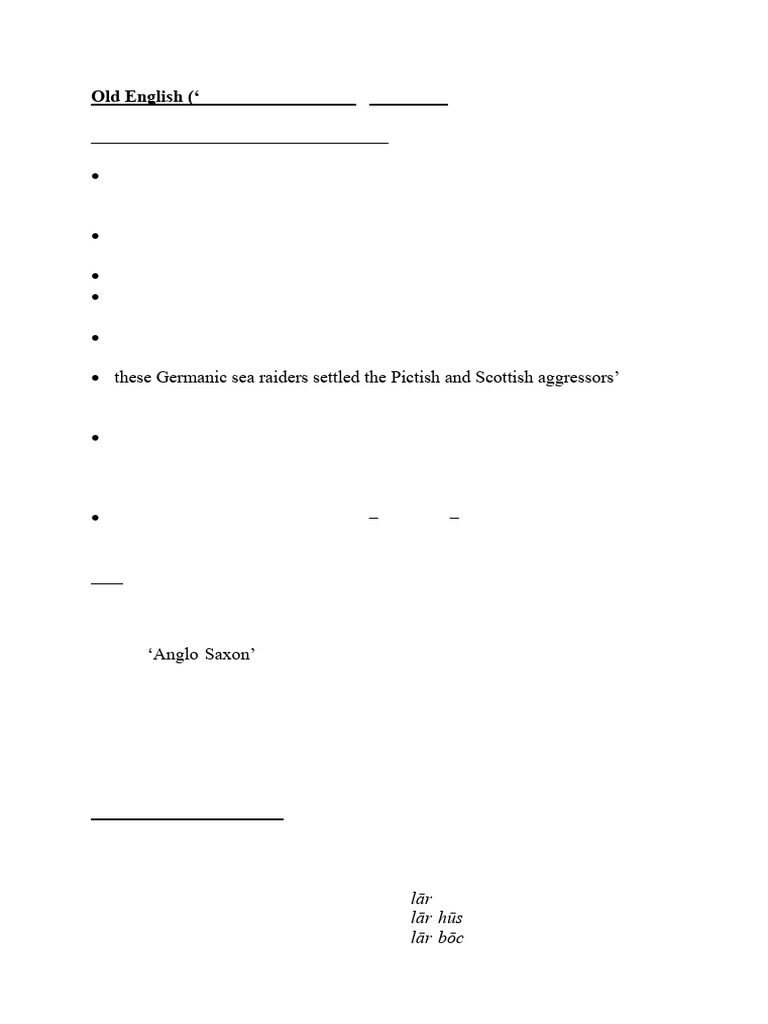 Old English History and Vocabulary Overview | PDF | Celtic Britons ...