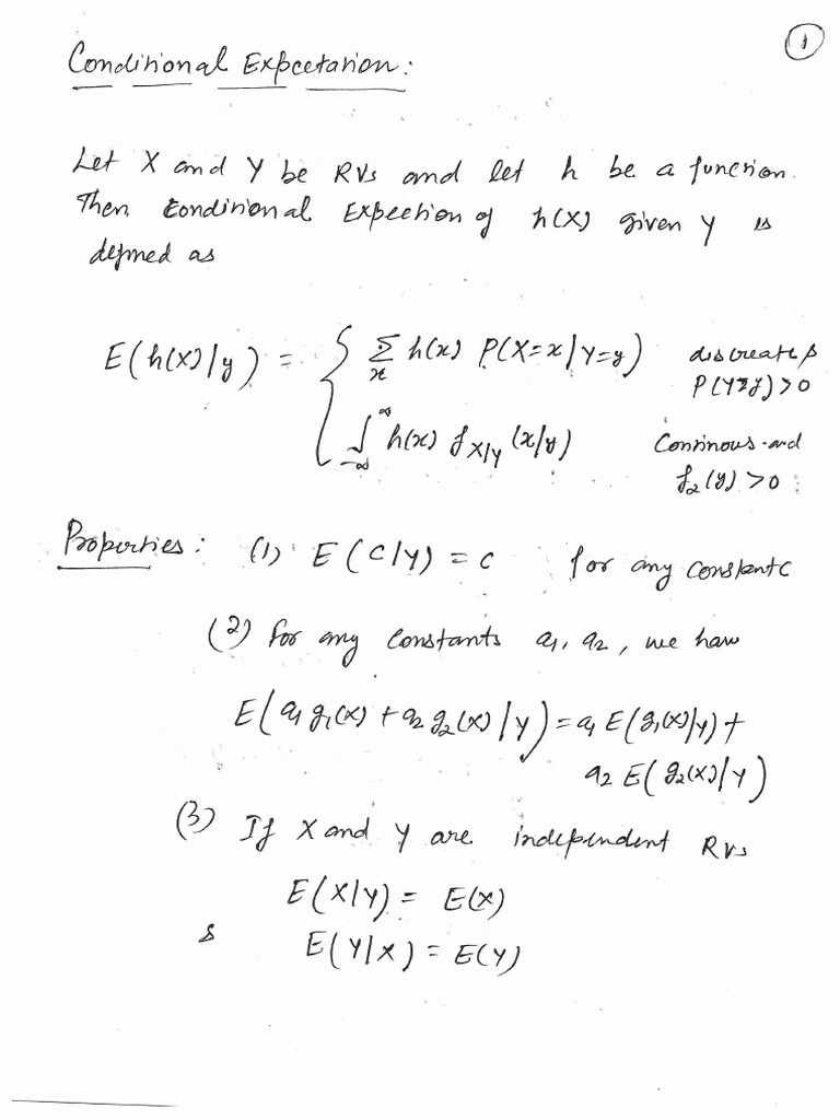Midsem5 Handwritten Notes - Conditional Expectation | PDF