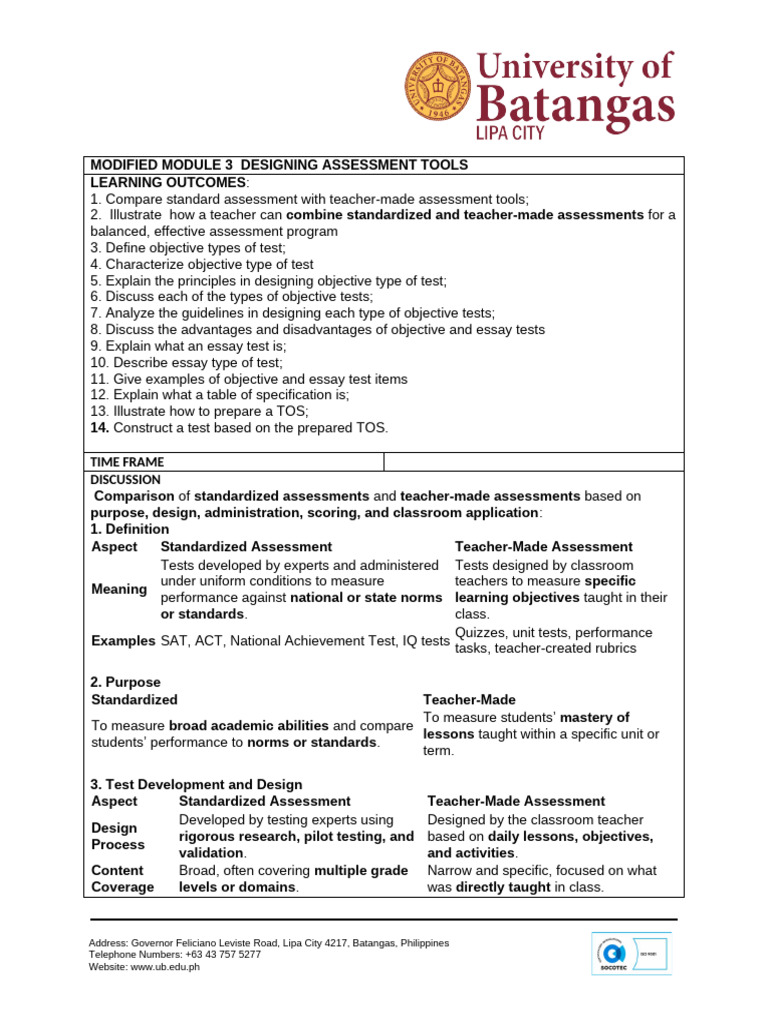 Designing Effective Assessment Tools | PDF | Educational Assessment ...
