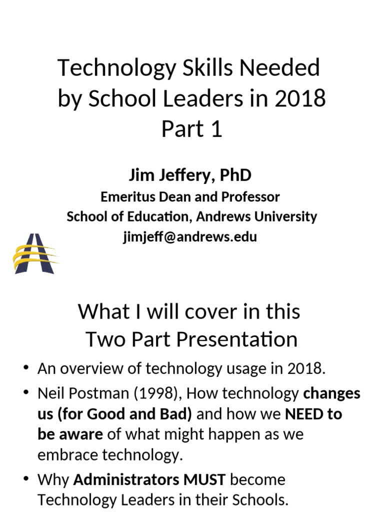 Essential Tech Skills for School Leaders 2018 | PDF | Teachers | Learning