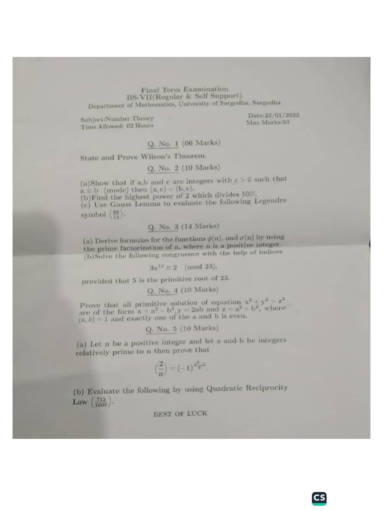 7th Sem Past Papers | PDF