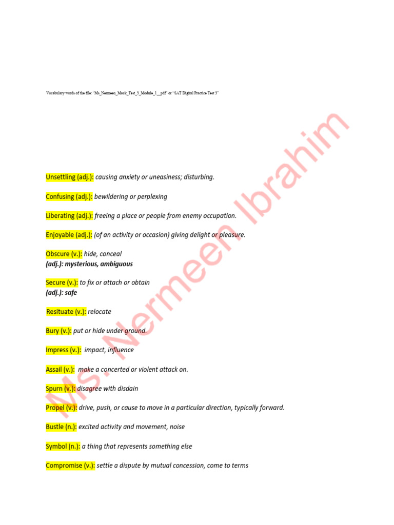 Essential Vocabulary for SAT Success | PDF
