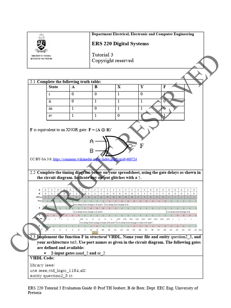 ERS 220 Tutorial 3 Evaluation Guide | PDF | Vhdl | Electronic Design