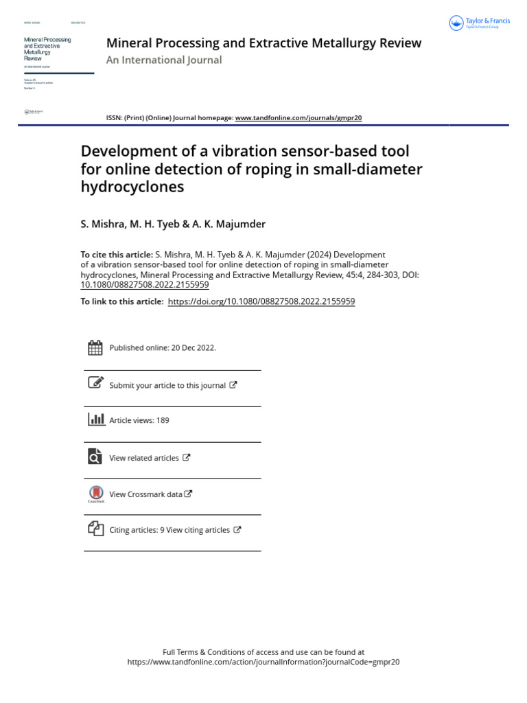 Development of A Vibration Sensor-Based Tool For Online Detection of ...