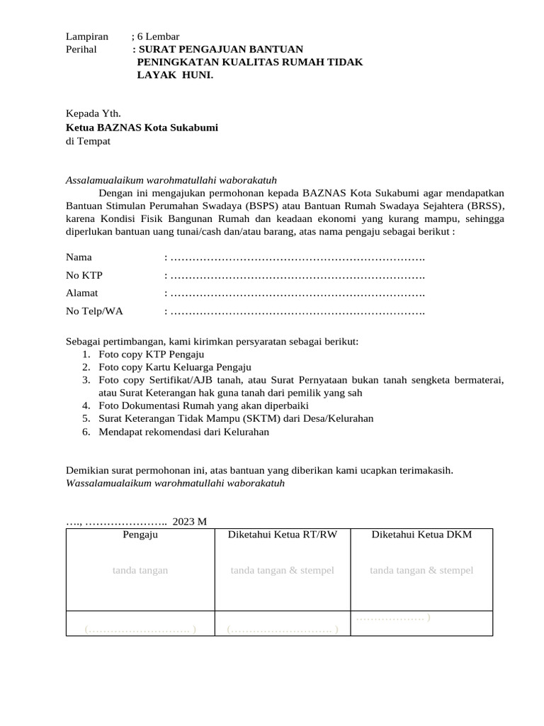 Form K02 Pengajuan Bantuan Bedah Rutilahu BAZNAS | PDF