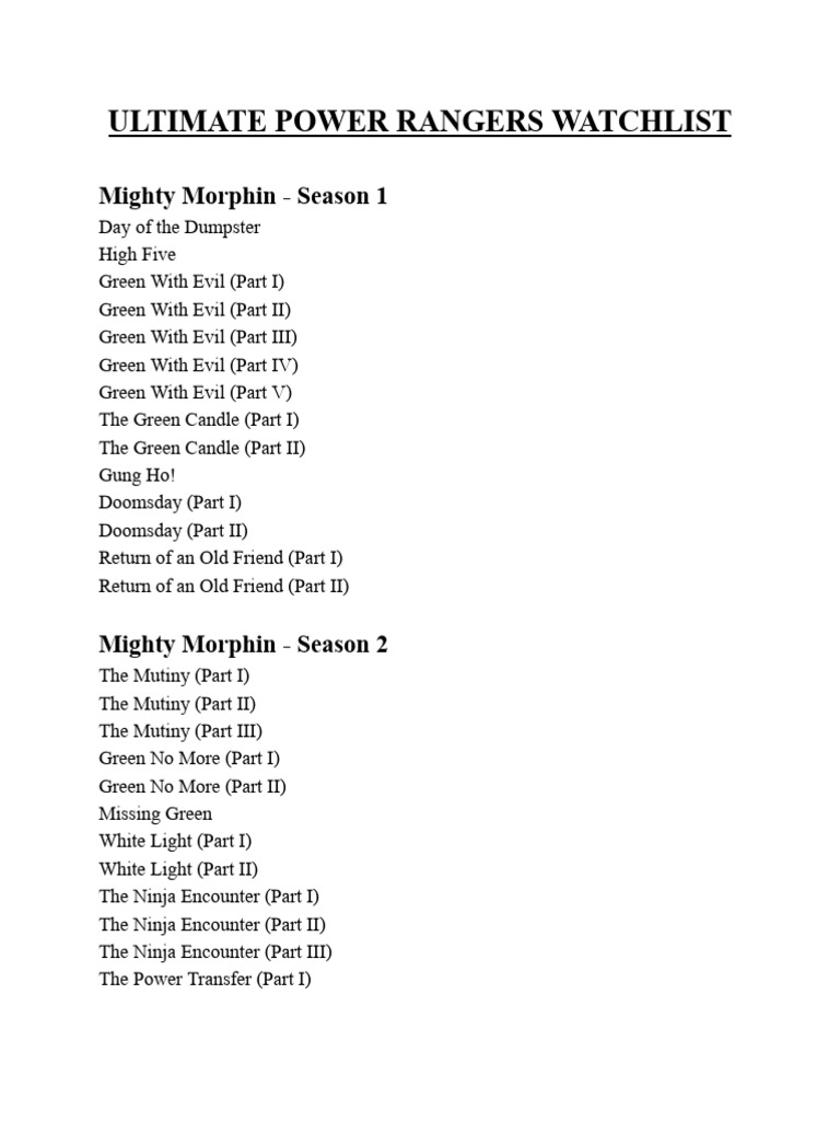 Power Rangers Complete Episode Guide | PDF | Transforming Toy Robots ...