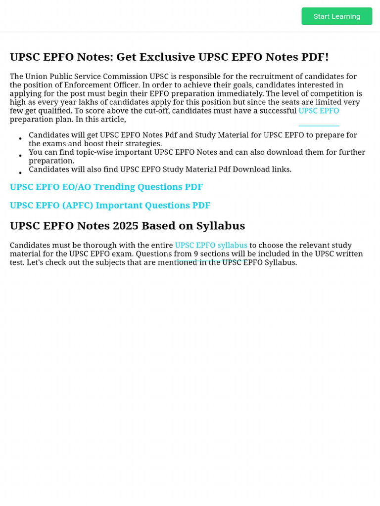Upsc Epfo Notes - Get Exclusive Upsc Epfo Notes PDF! | PDF
