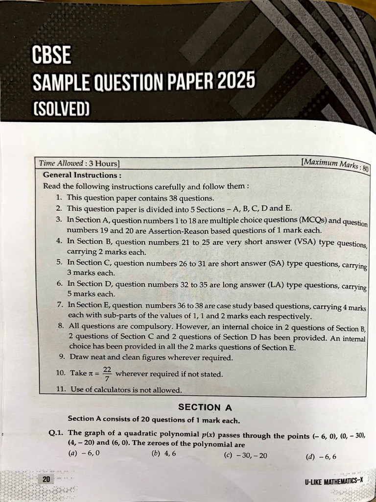 Sample Paper 2025 | PDF