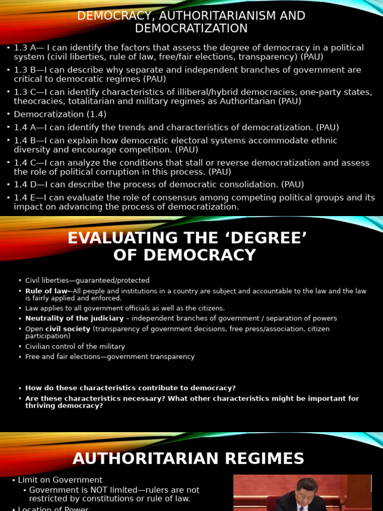 Intro Democracy and Authoritarianism (Day 3) - 1 | PDF ...