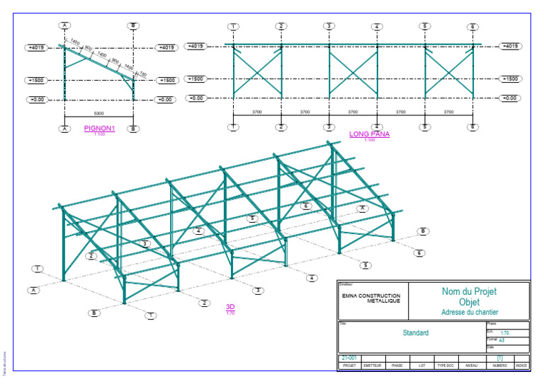 Plans 3D Tekla Structures Projet 21-001 | PDF