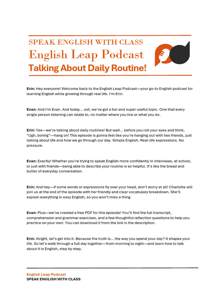 Daily Routines in Simple English | PDF | English Language | Verb