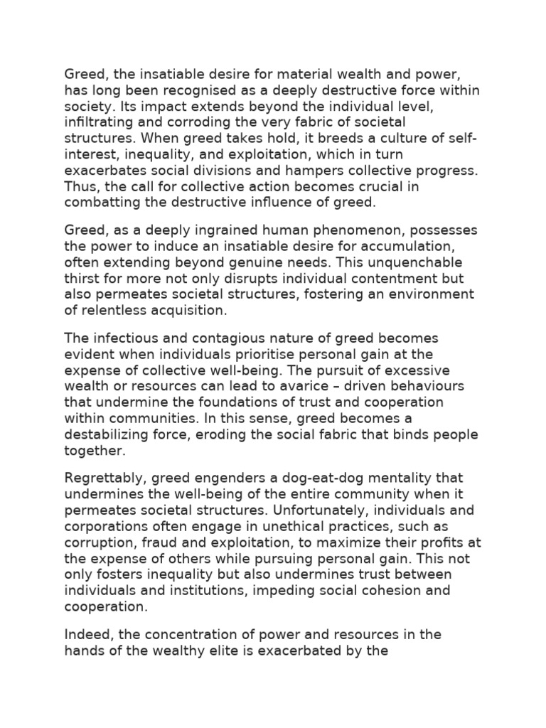 Combatting Greed's Societal Impact | PDF | Greed | Sustainability