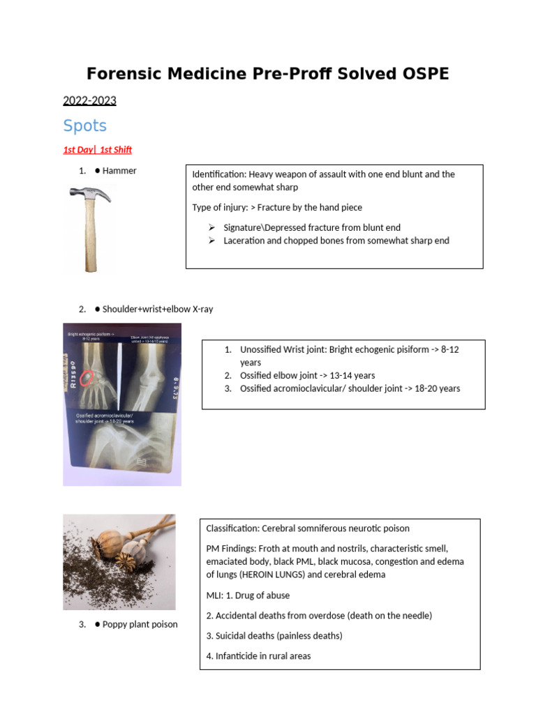 Forensic Medicine Pre Proff Ospe Solved 2022 2023 Pdf Autopsy