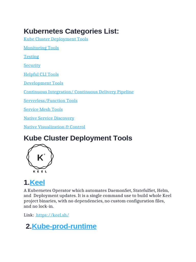 Essential Kubernetes Tools Overview | PDF | Computer Architecture ...