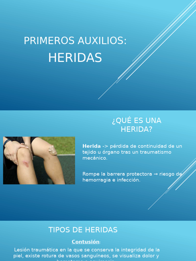 Tipos de Heridas y Primeros Auxilios | PDF | Herida | Emergencias Médicas