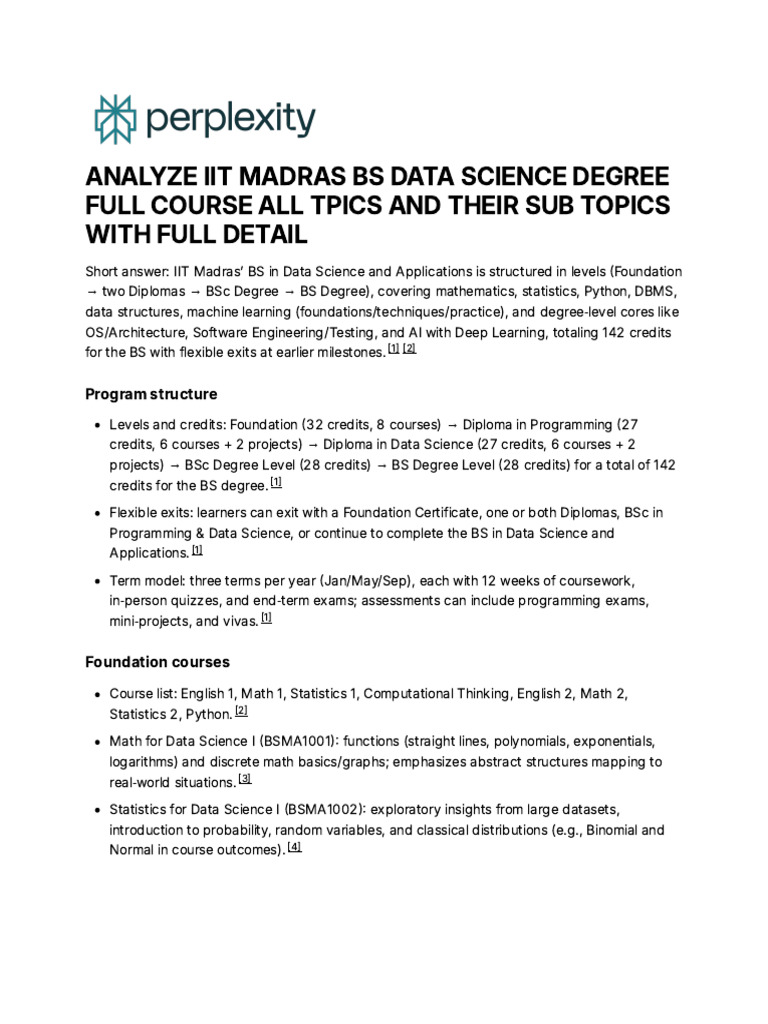 IIT Madras BS in Data Science Overview | PDF | Machine Learning | Data