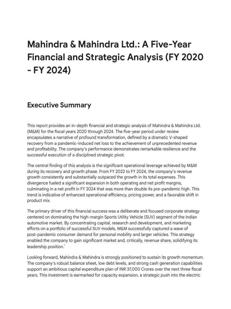 Mahindra Financial Trends Analysis | PDF | Profit (Economics ...
