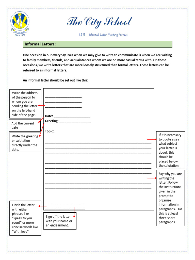 Informal Letter Writing Guide | PDF