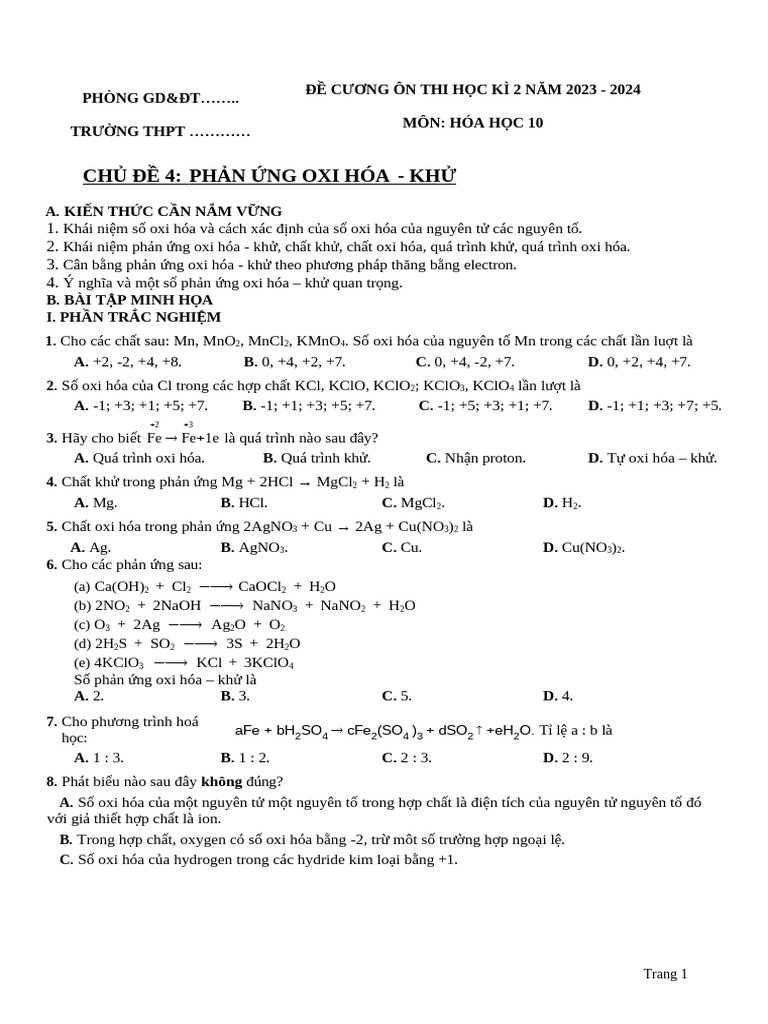 Hoá Đề 2 | PDF