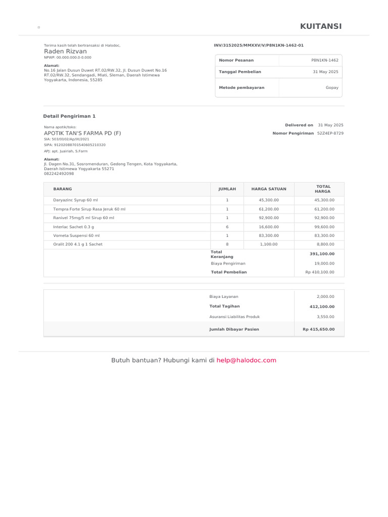 Invoice p8n1kn 1462 | PDF