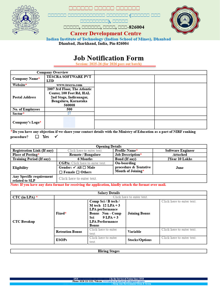 Job Notification: Software Engineer Position | PDF | Engineering ...