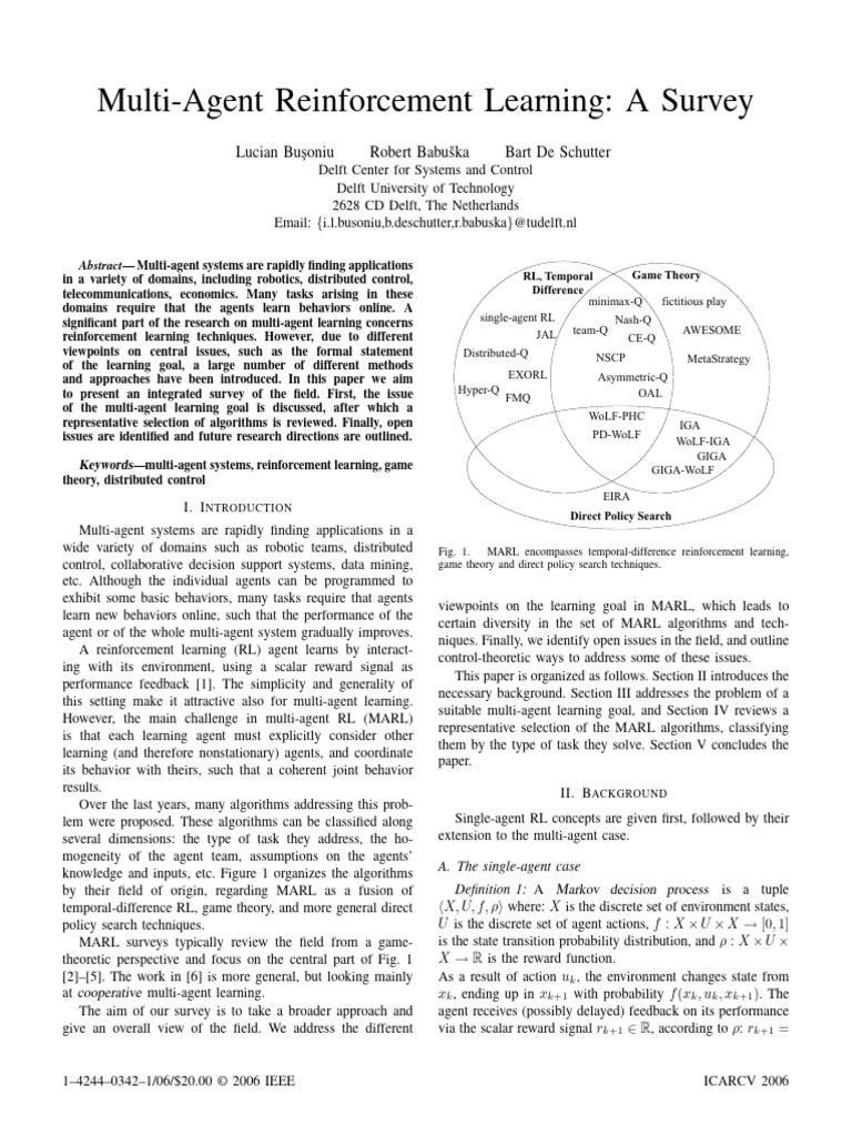 Multi-Agent Reinforcement Learning Survey | PDF | Game Theory ...
