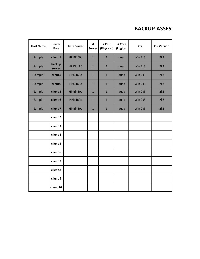 Backup Assessment Form Overview | PDF
