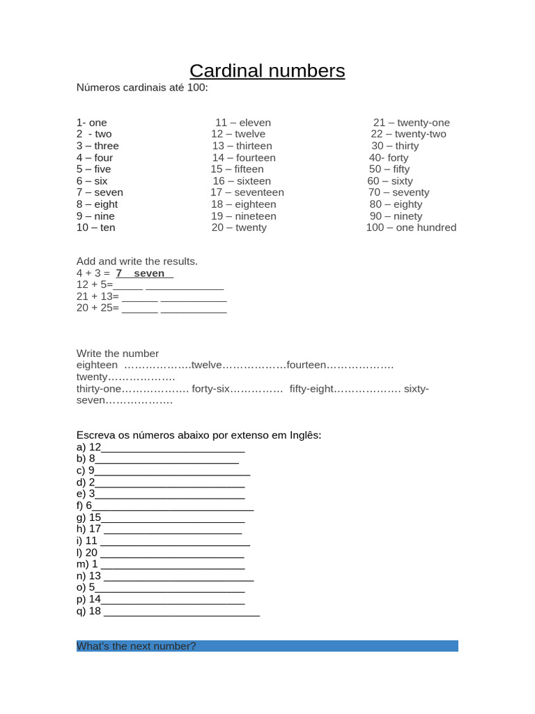 Cardinal Numbers Exercises | PDF