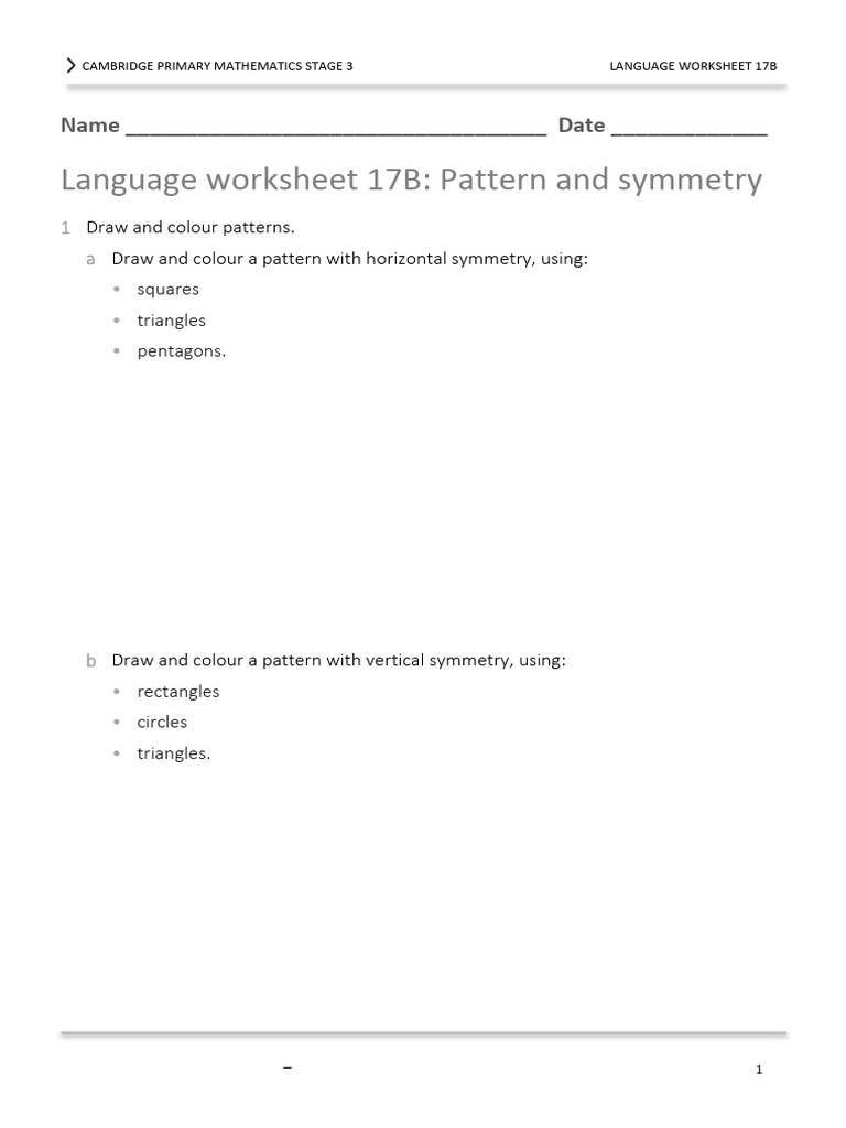 Cambridge Primary Math Patterns Worksheet | PDF