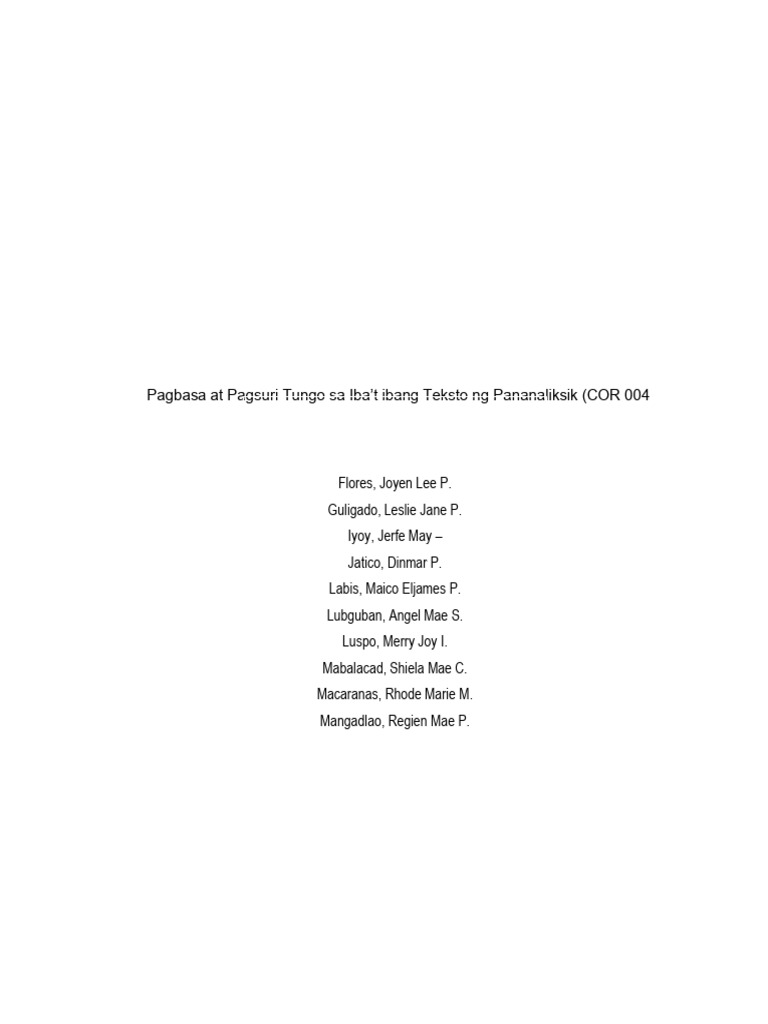 Cor 004 Final Paper Pananaliksik | PDF
