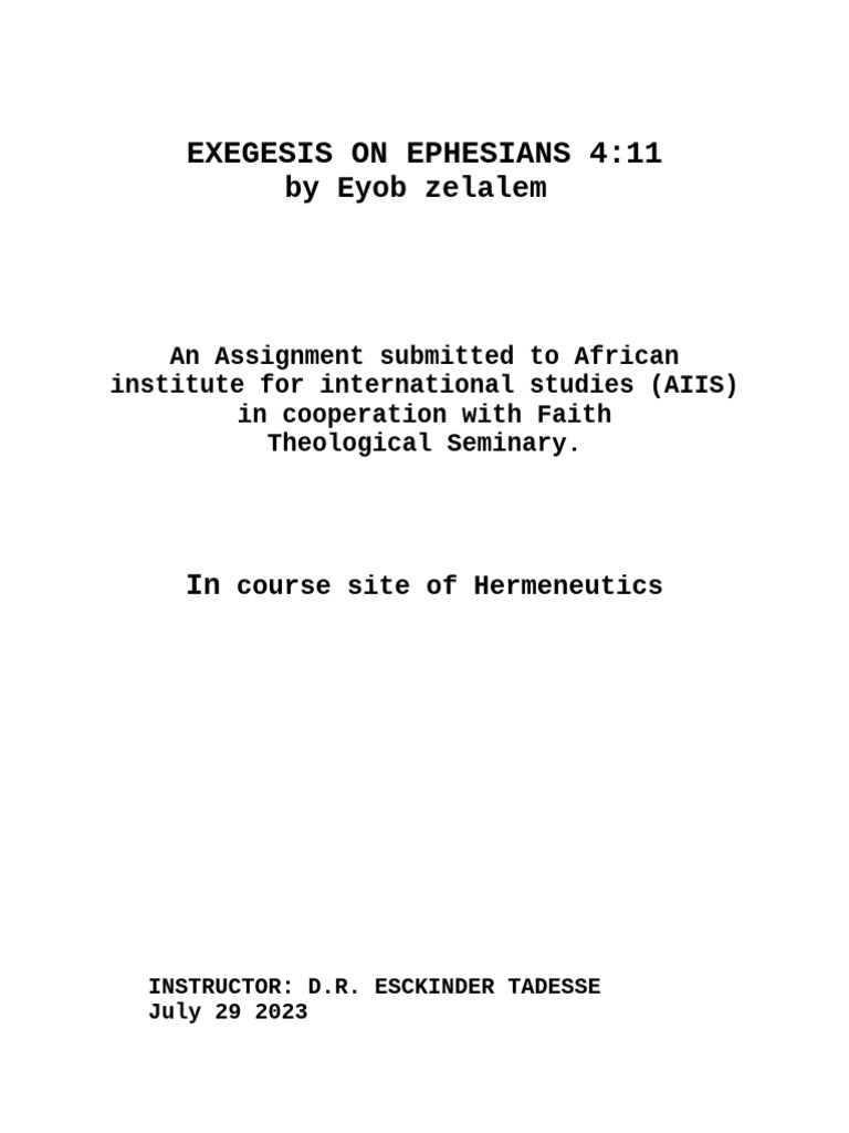 Exegesis of Ephesians 4:11 Insights | PDF | Epistle To The Ephesians ...