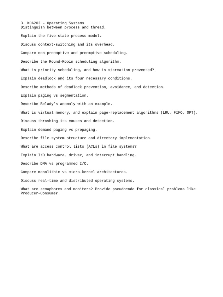 KCA203 - Operating Systems | PDF