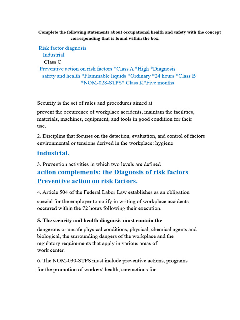 Safety and health statements in the workplace | PDF | Occupational ...