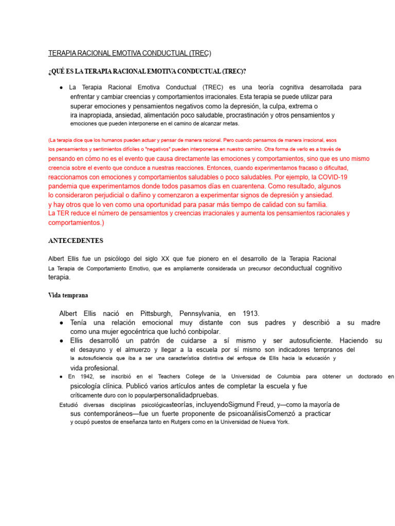 Introducción a la Terapia Racional Emotiva | PDF | Terapia racional de ...