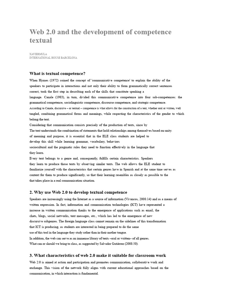 Enhancing Textual Competence with Web 2.0 | PDF | Communication ...