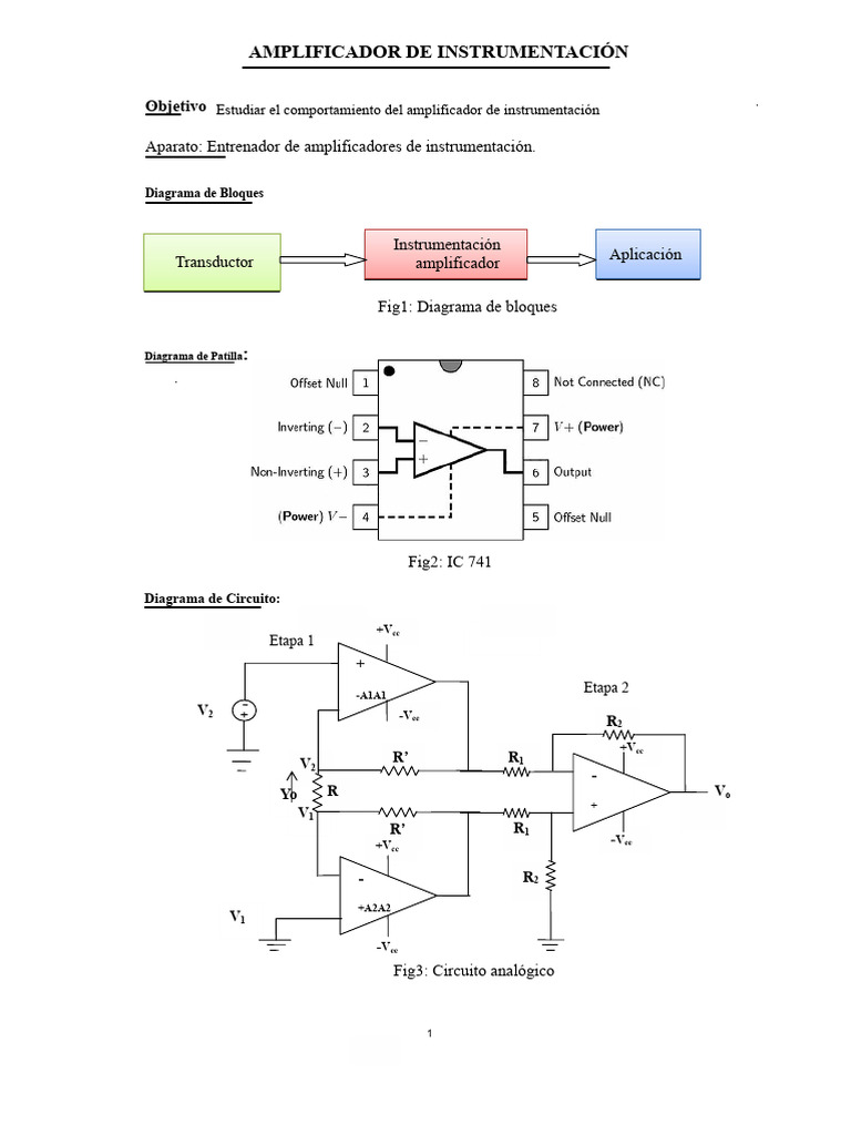 Amplificador de Instrumentación: Diseño y Teoría | PDF | Amplificador ...