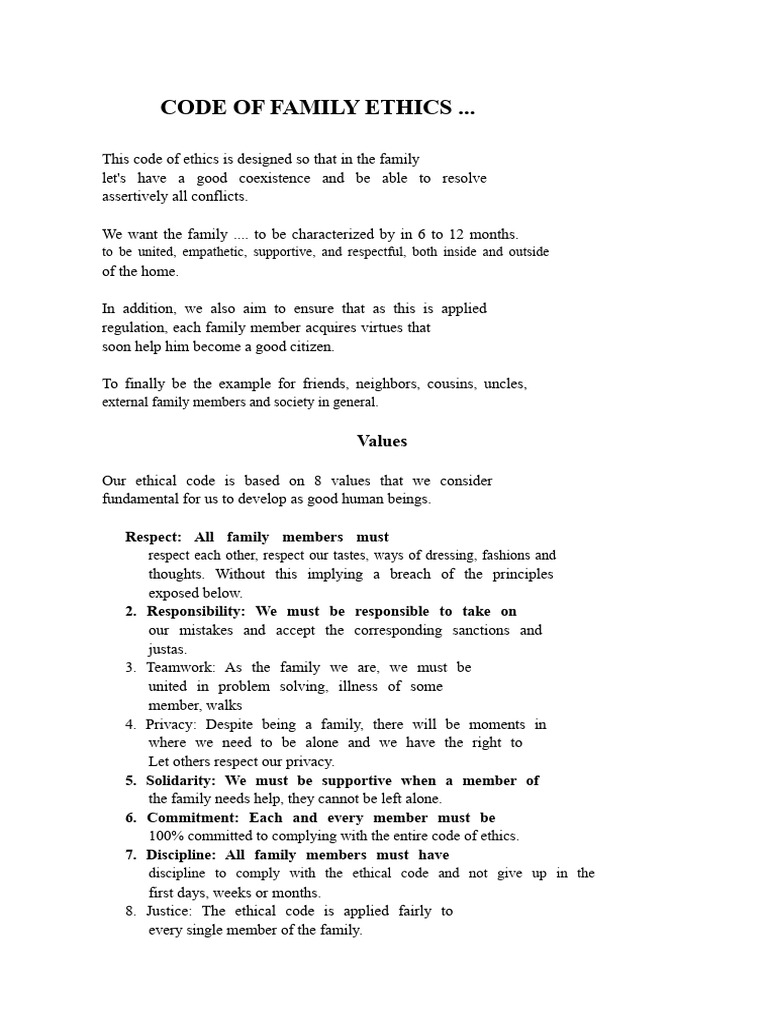 Family Code of Ethics Guidelines | PDF