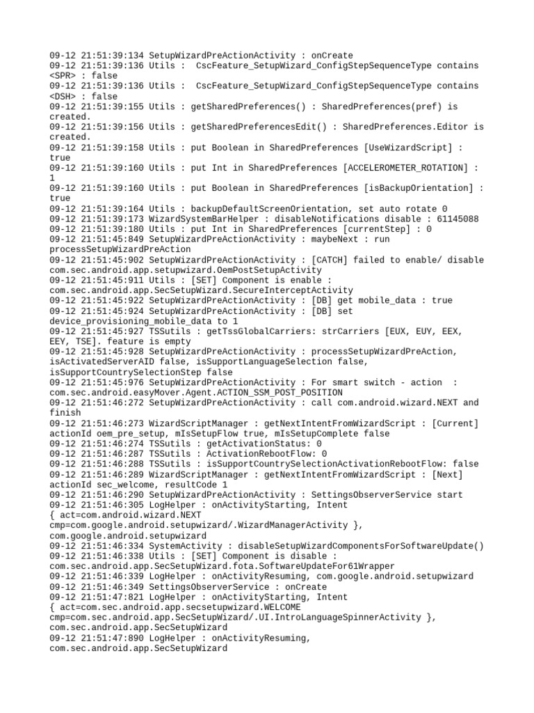 Setup Wizard Activity Log Analysis | PDF | Android (Robot) | Android ...