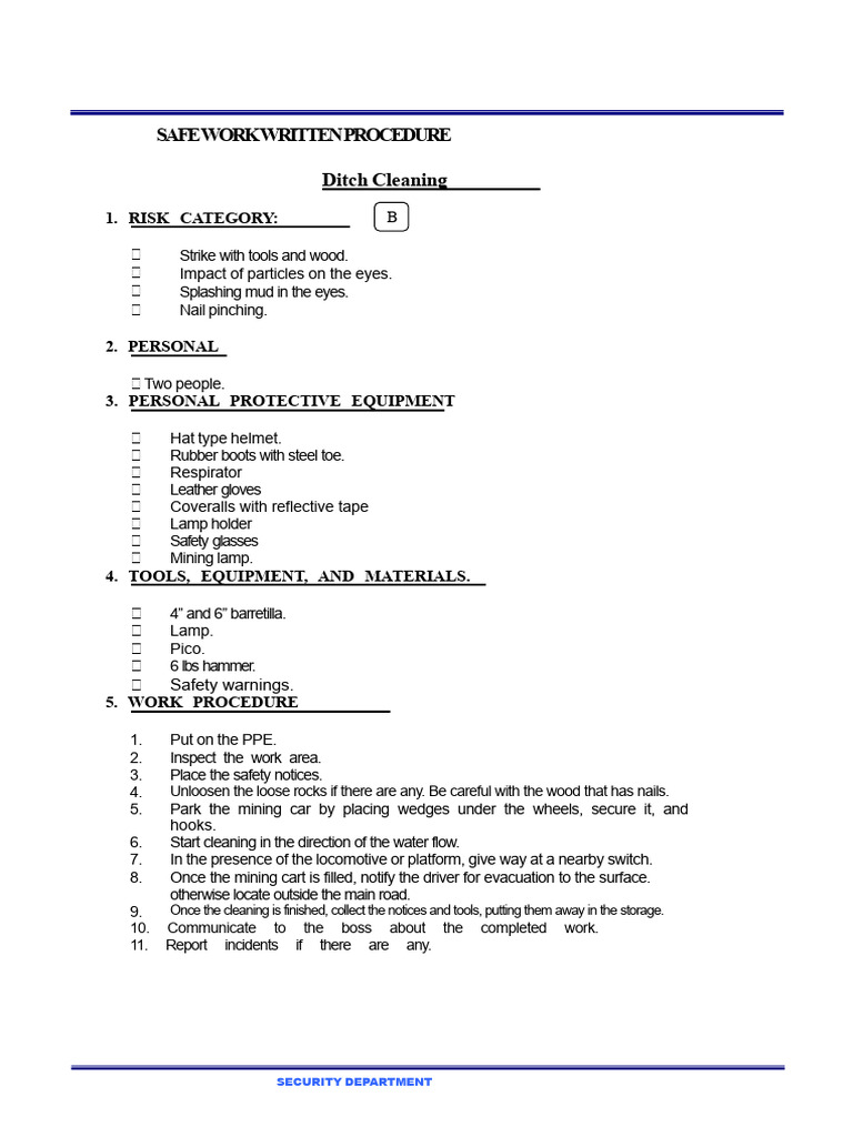 Ditch Cleaning Safety Procedures Guide | PDF
